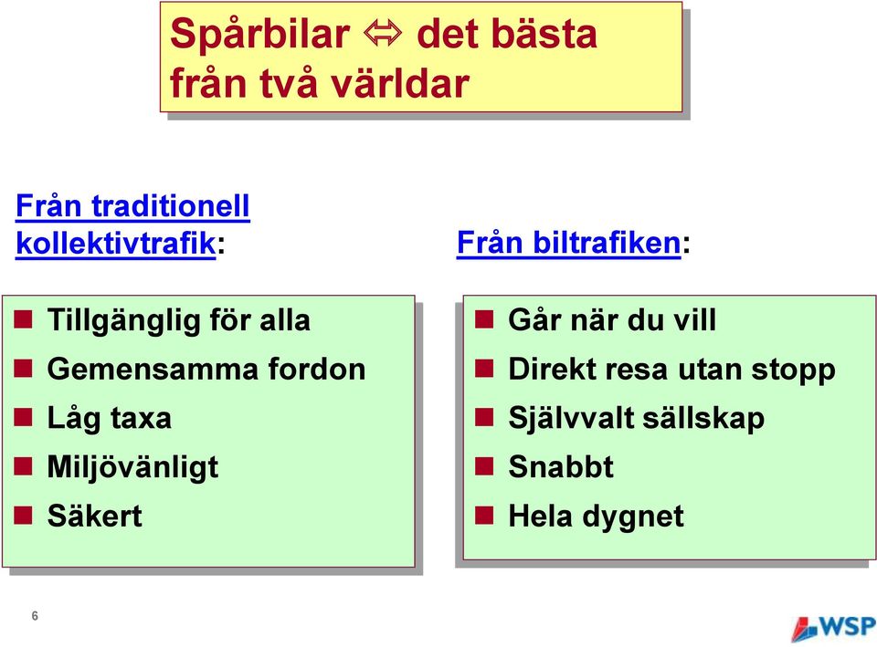 Låg taxa Miljövänligt Säkert Från biltrafiken: Går när du