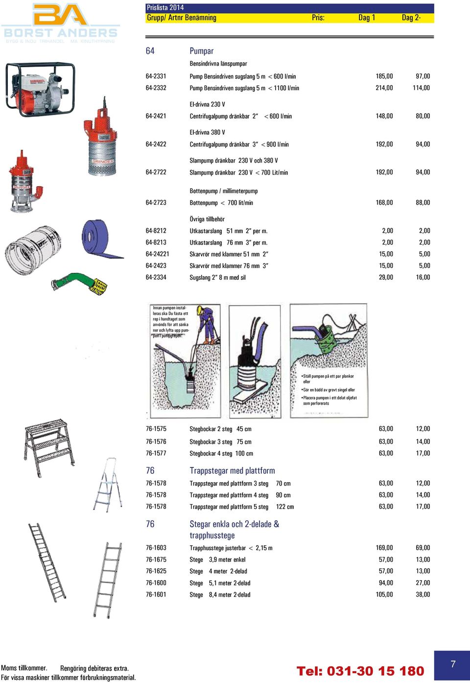 Lit/min 192,00 94,00 Bottenpump / millimeterpump 64-2723 Bottenpump < 700 lit/min 168,00 88,00 Övriga tillbehör 64-8212 Utkastarslang 51 mm 2 per m. 2,00 2,00 64-8213 Utkastarslang 76 mm 3 per m.