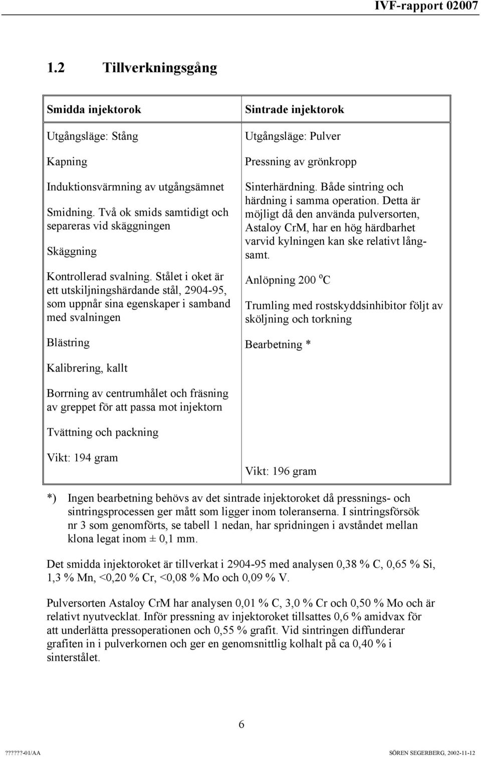 Både sintring och härdning i samma operation. Detta är möjligt då den använda pulversorten, Astaloy CrM, har en hög härdbarhet varvid kylningen kan ske relativt långsamt.