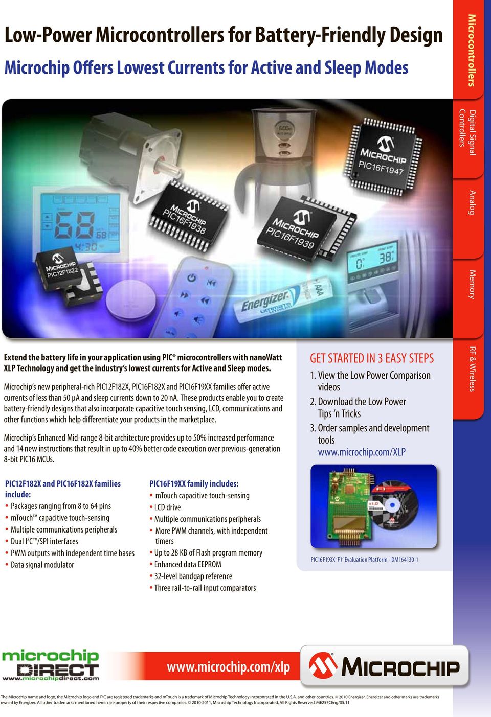 Microchip s new peripheral-rich PIC12F182X, PIC16F182X and PIC16F19XX families offer active currents of less than 50 µa and sleep currents down to 20 na.