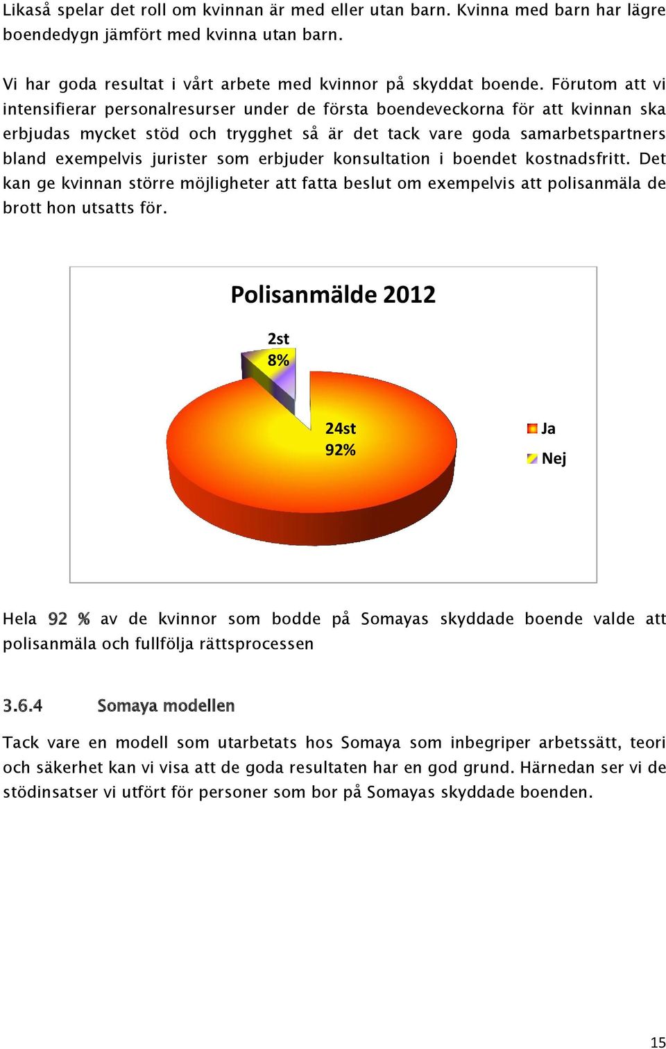 som erbjuder konsultation i boendet kostnadsfritt. Det kan ge kvinnan större möjligheter att fatta beslut om exempelvis att polisanmäla de brott hon utsatts för.