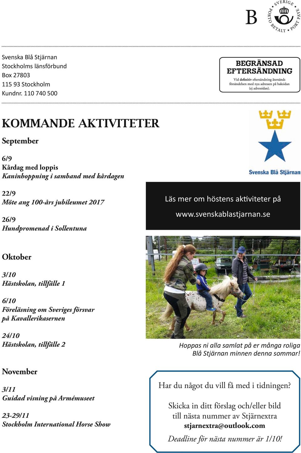 aktiviteter på www.svenskablastjarnan.
