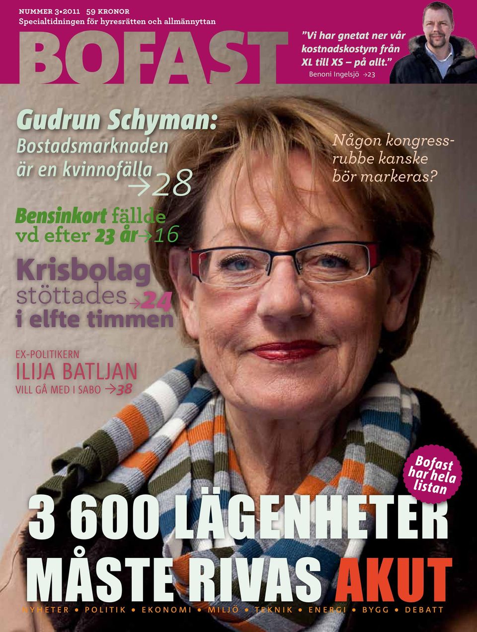 Benoni Ingelsjö 23 Gudrun Schyman: Bostadsmarknaden är en kvinnofälla Bensinkort fällde vd efter 23 år 16 Krisbolag 28