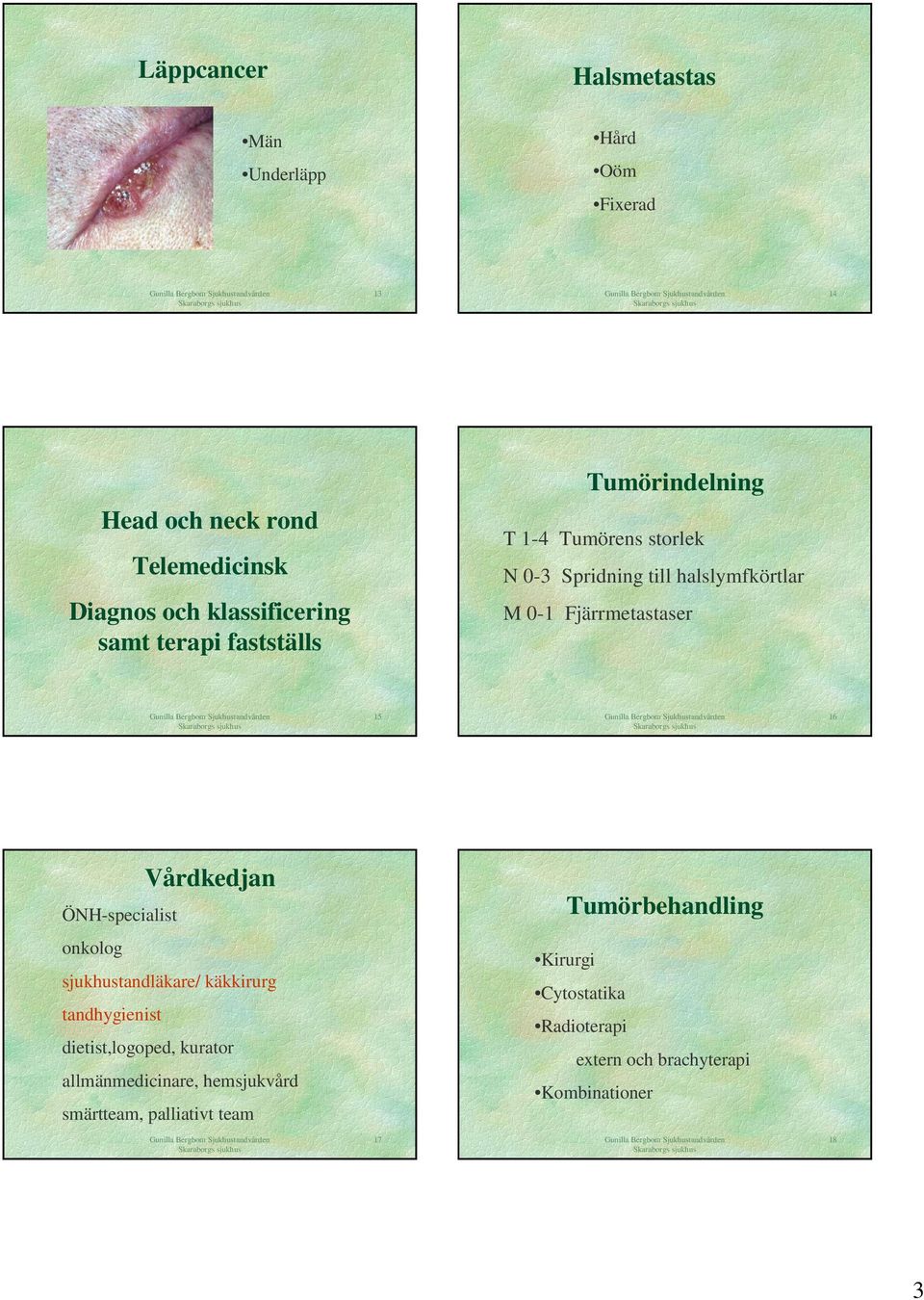 16 ÖNH-specialist Vårdkedjan Tumörbehandling onkolog sjukhustandläkare/ käkkirurg tandhygienist dietist,logoped, kurator