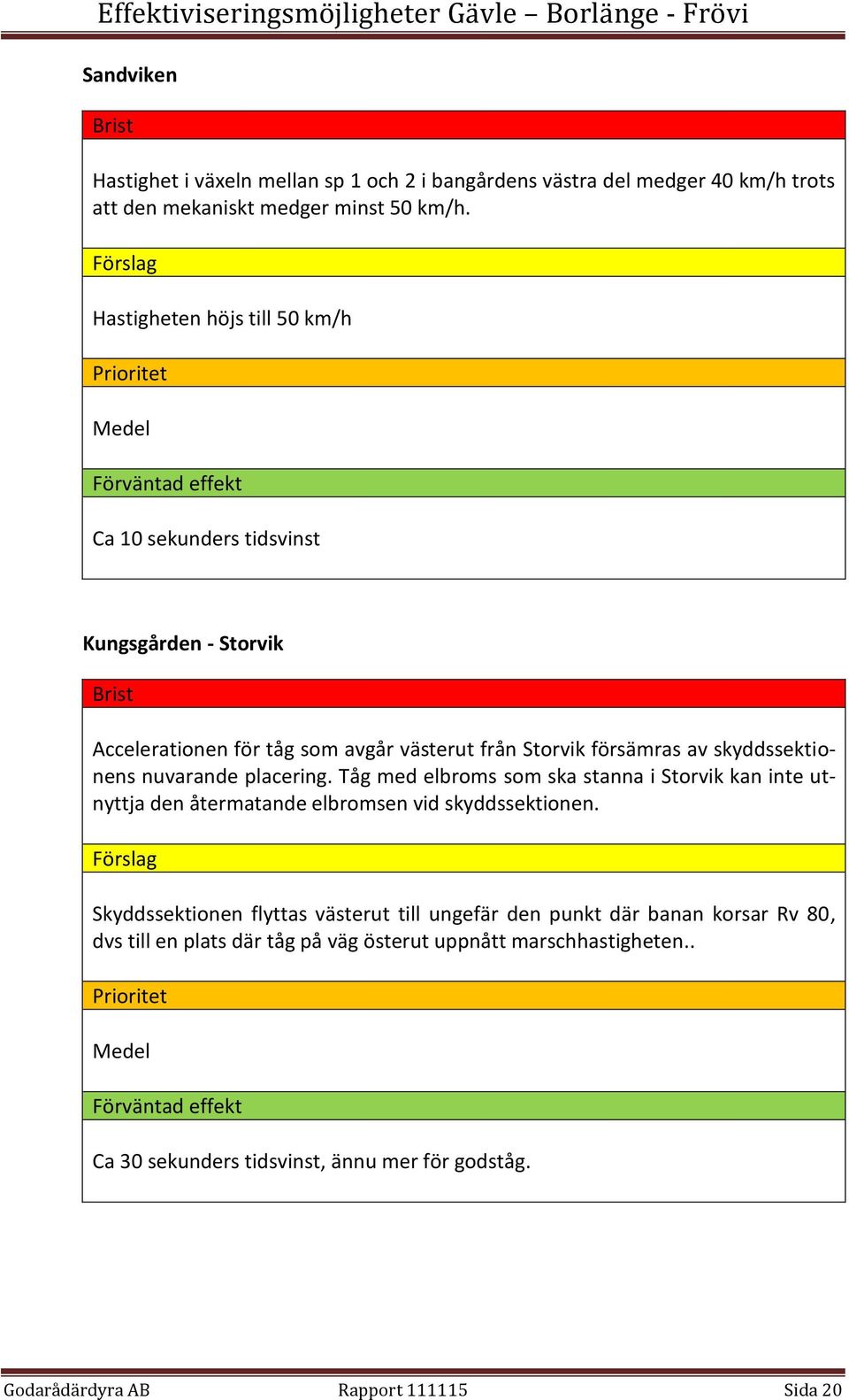 skyddssektionens nuvarande placering. Tåg med elbroms som ska stanna i Storvik kan inte utnyttja den återmatande elbromsen vid skyddssektionen.