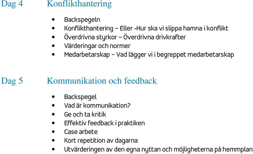 medarbetarskap Dag 5 Kommunikation och feedback Backspegel Vad är kommunikation?