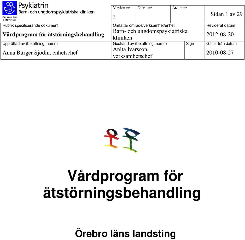 kliniken 2012-08-20 Upprättad av (befattning, namn) Godkänd av (befattning, namn) Sign Gäller från datum