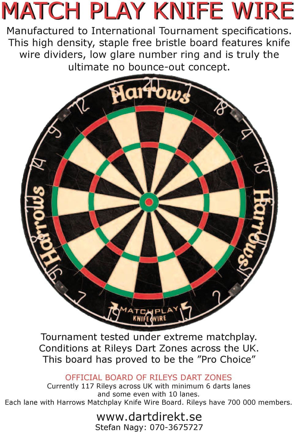 Tournament tested under extreme matchplay. Conditions at Rileys Dart Zones across the UK.