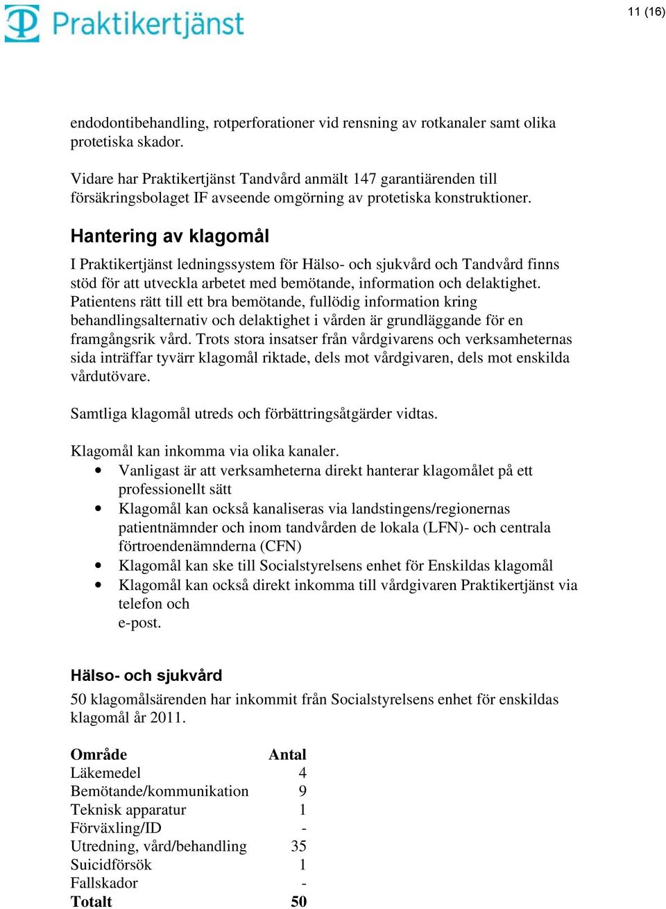 Hantering av klagomål I Praktikertjänst ledningssystem för Hälso- och sjukvård och Tandvård finns stöd för att utveckla arbetet med bemötande, information och delaktighet.