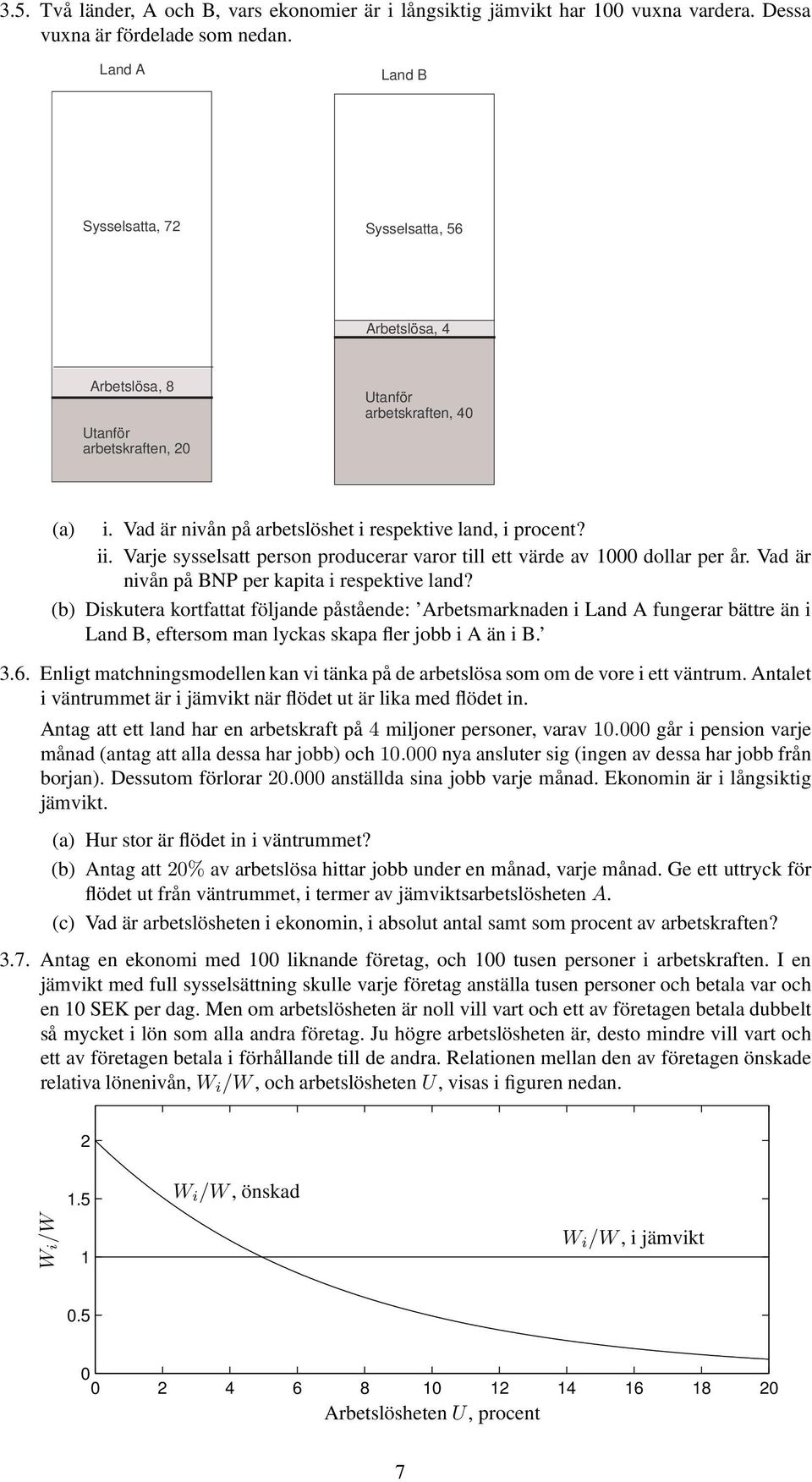 Varje sysselsatt person producerar varor till ett värde av 1000 dollar per år. Vad är nivån på BNP per kapita i respektive land?