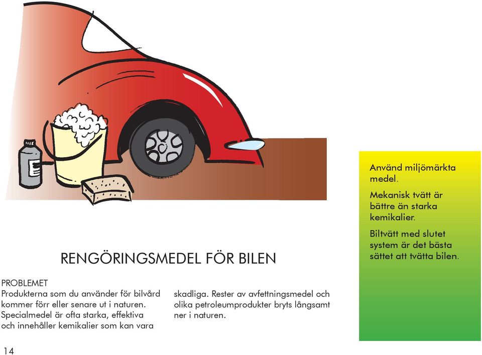 PROBLEMET Produkterna som du använder för bilvård kommer förr eller senare ut i naturen.