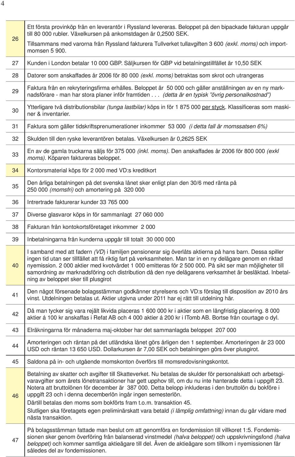 Säljkursen för GBP vid betalningstillfället är 10,50 SEK 28 Datorer som anskaffades år 2006 för 80 000 (exkl.