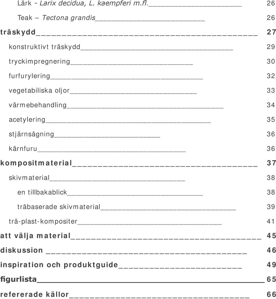 vegetabiliska oljor 33 värmebehandling 34 acetylering 35 stjärnsågning 36 kärnfuru 36 kompositmaterial 37