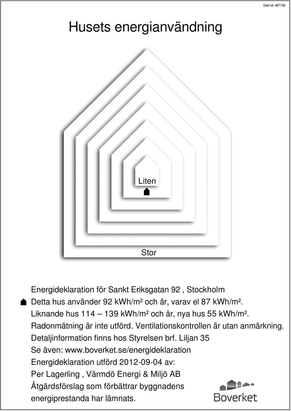 Ventilationskontrollen är utan anmärkning. Detaljinformation finns hos Styrelsen brf. Liljan 35 Se även: www.boverket.