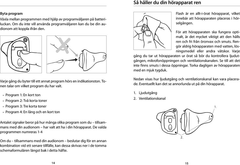 Flash är en allt-i-örat hörapparat, vilket innebär att hörapparaten placeras i hörselgången.