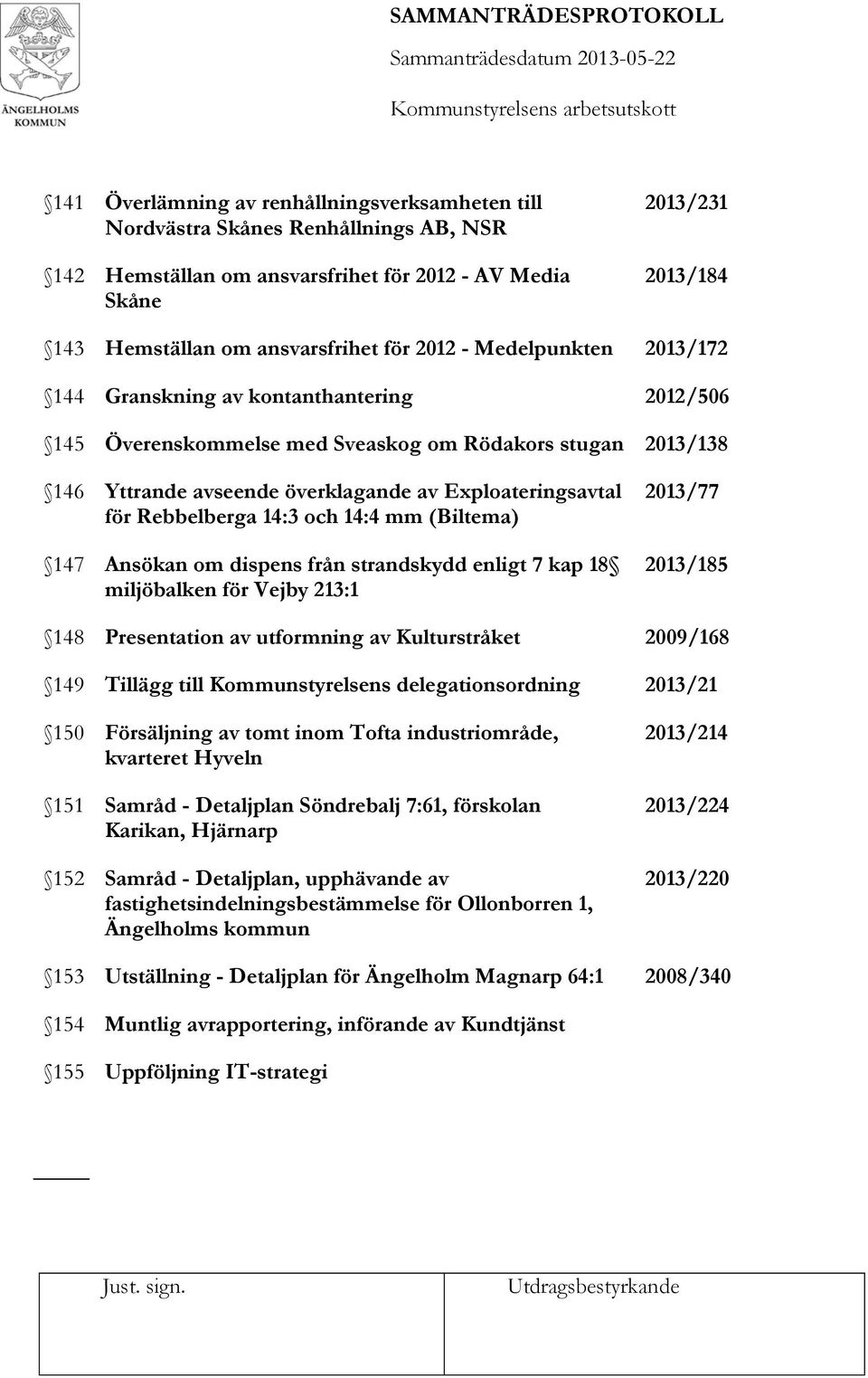 Rebbelberga 14:3 och 14:4 mm (Biltema) 147 Ansökan om dispens från strandskydd enligt 7 kap 18 miljöbalken för Vejby 213:1 2013/77 2013/185 148 Presentation av utformning av Kulturstråket 2009/168
