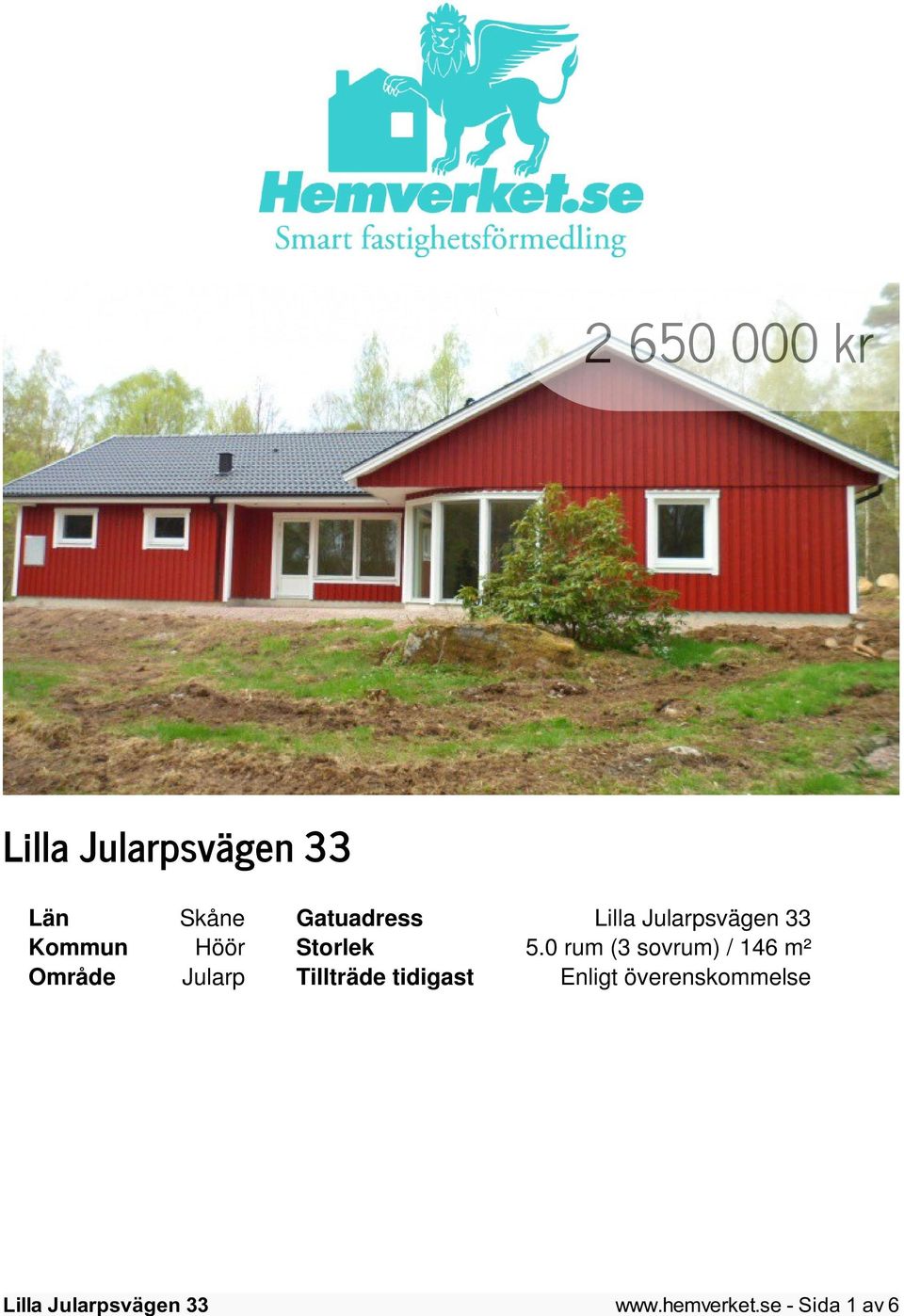 0 rum (3 sovrum) / 146 m² Område