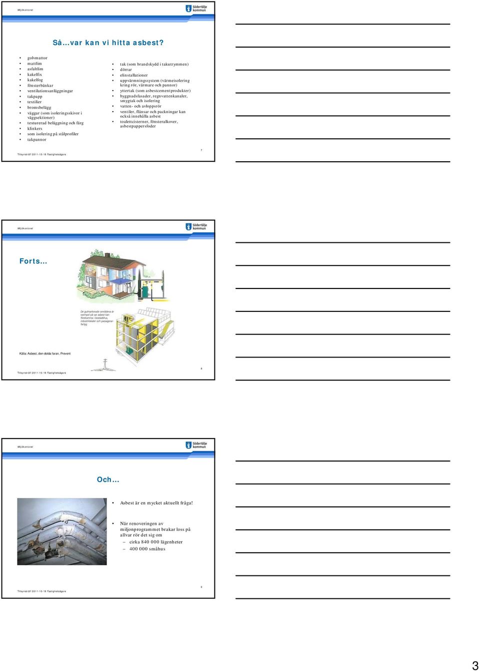 klinkers som isolering på stålprofiler takpannor tak (som brandskydd i takutrymmen) dörrar elinstallationer uppvärmningssystem (värmeisolering kring rör, värmare och pannor) yttertak (som