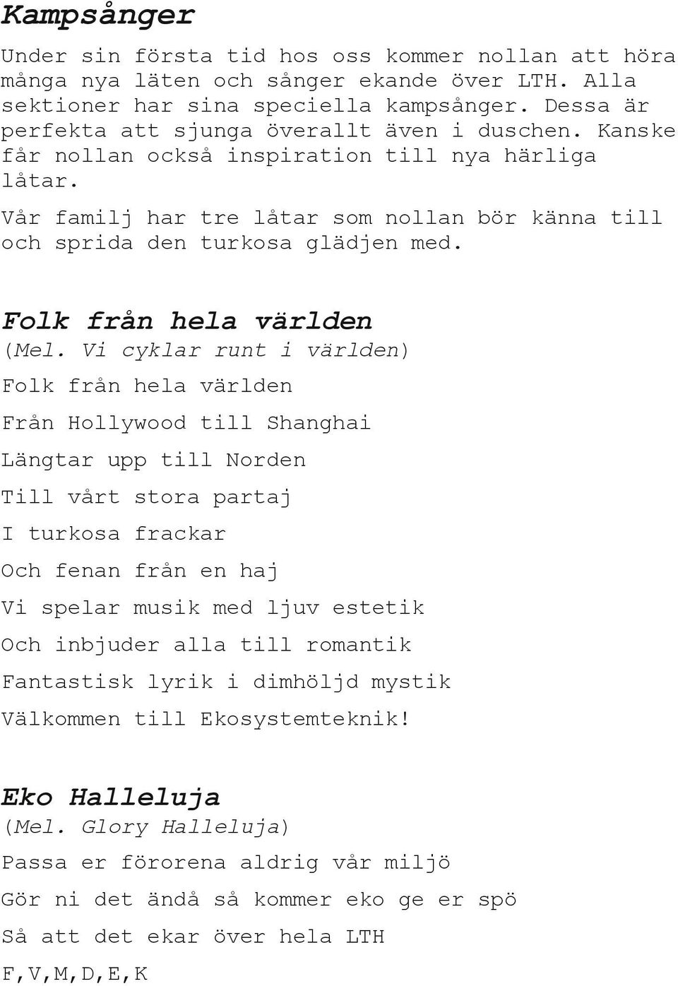 Folk från hela världen (Mel.