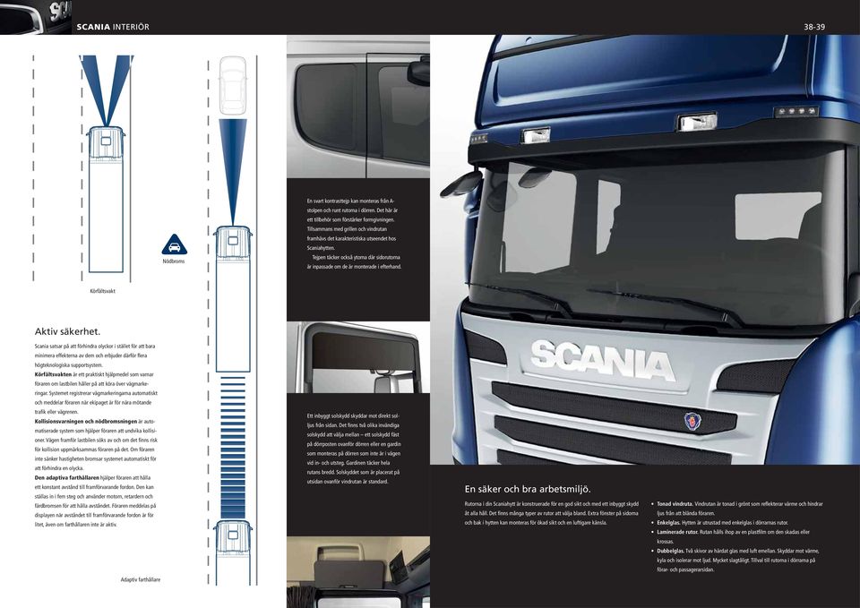 Körfältsvakt Aktiv säkerhet. Scania satsar på att förhindra olyckor i stället för att bara minimera effekterna av dem och erbjuder därför flera högteknologiska supportsystem.