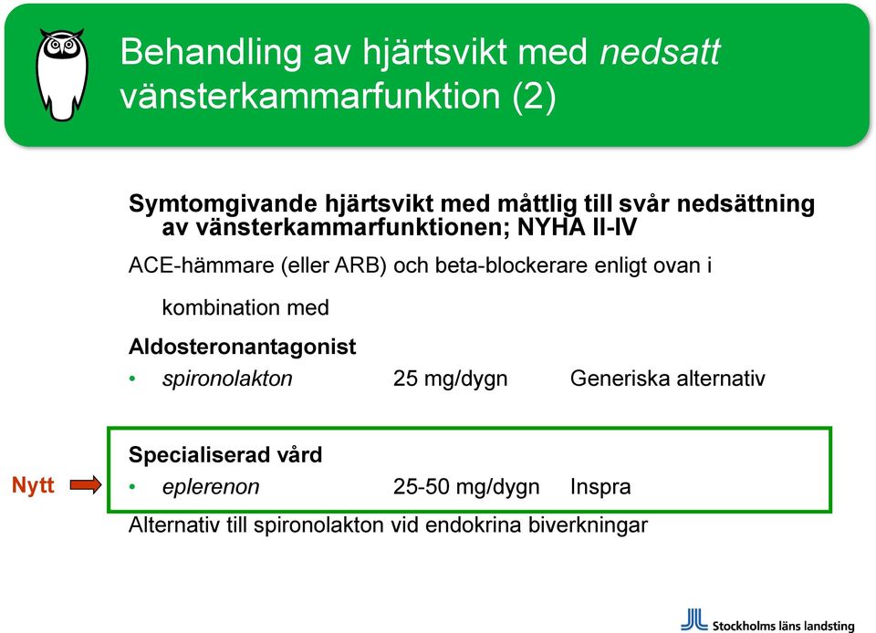 beta-blockerare enligt ovan i kombination med Aldosteronantagonist spironolakton 25 mg/dygn Generiska