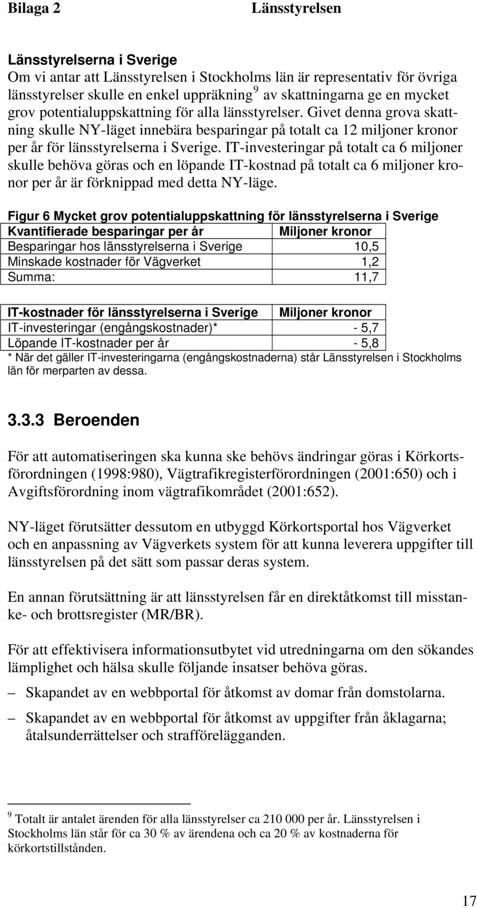 IT-investeringar på totalt ca 6 miljoner skulle behöva göras och en löpande IT-kostnad på totalt ca 6 miljoner kronor per år är förknippad med detta NY-läge.