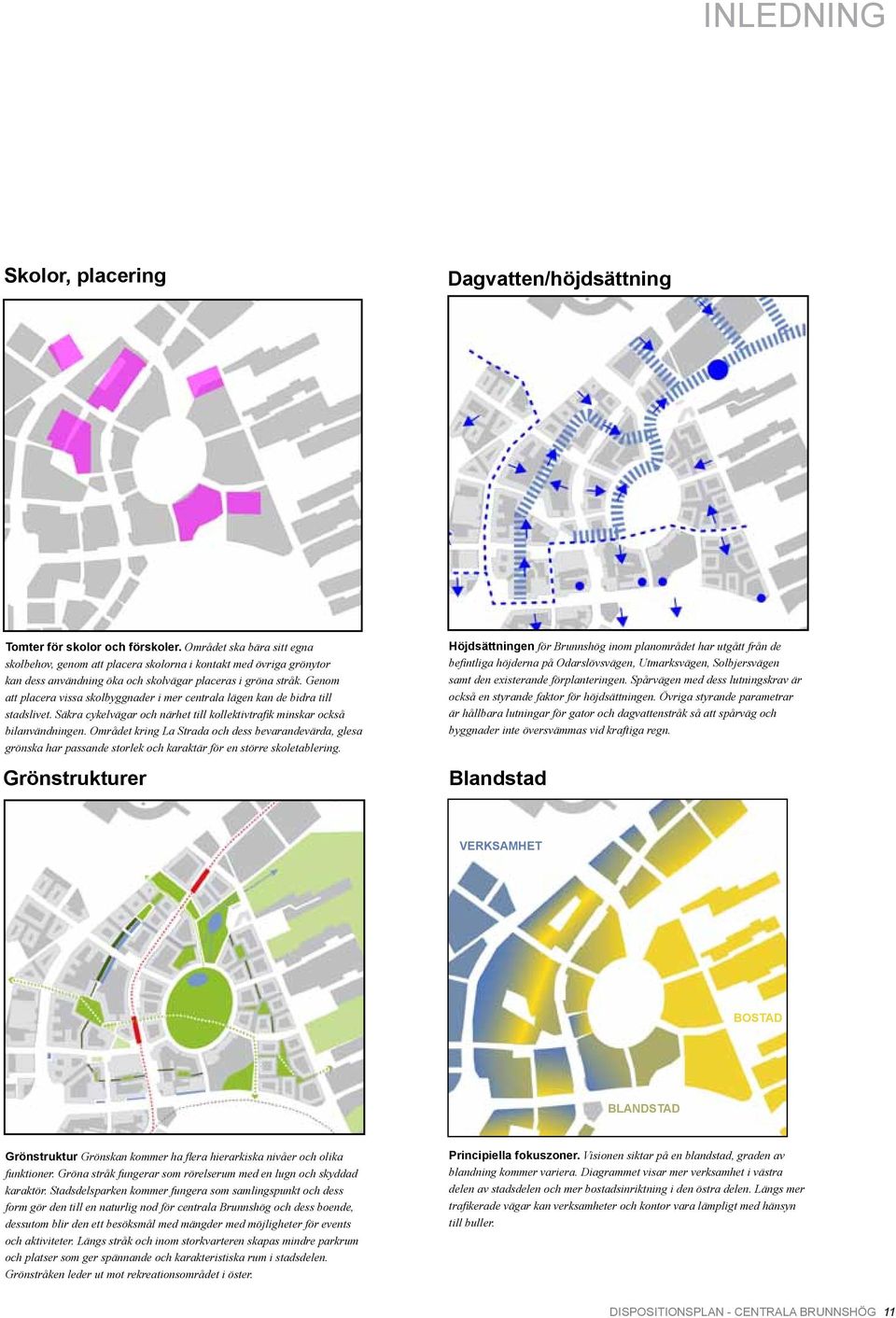 Genom att placera vissa skolbyggnader i mer centrala lägen kan de bidra till stadslivet. Säkra cykelvägar och närhet till kollektivtrafik minskar också bilanvändningen.