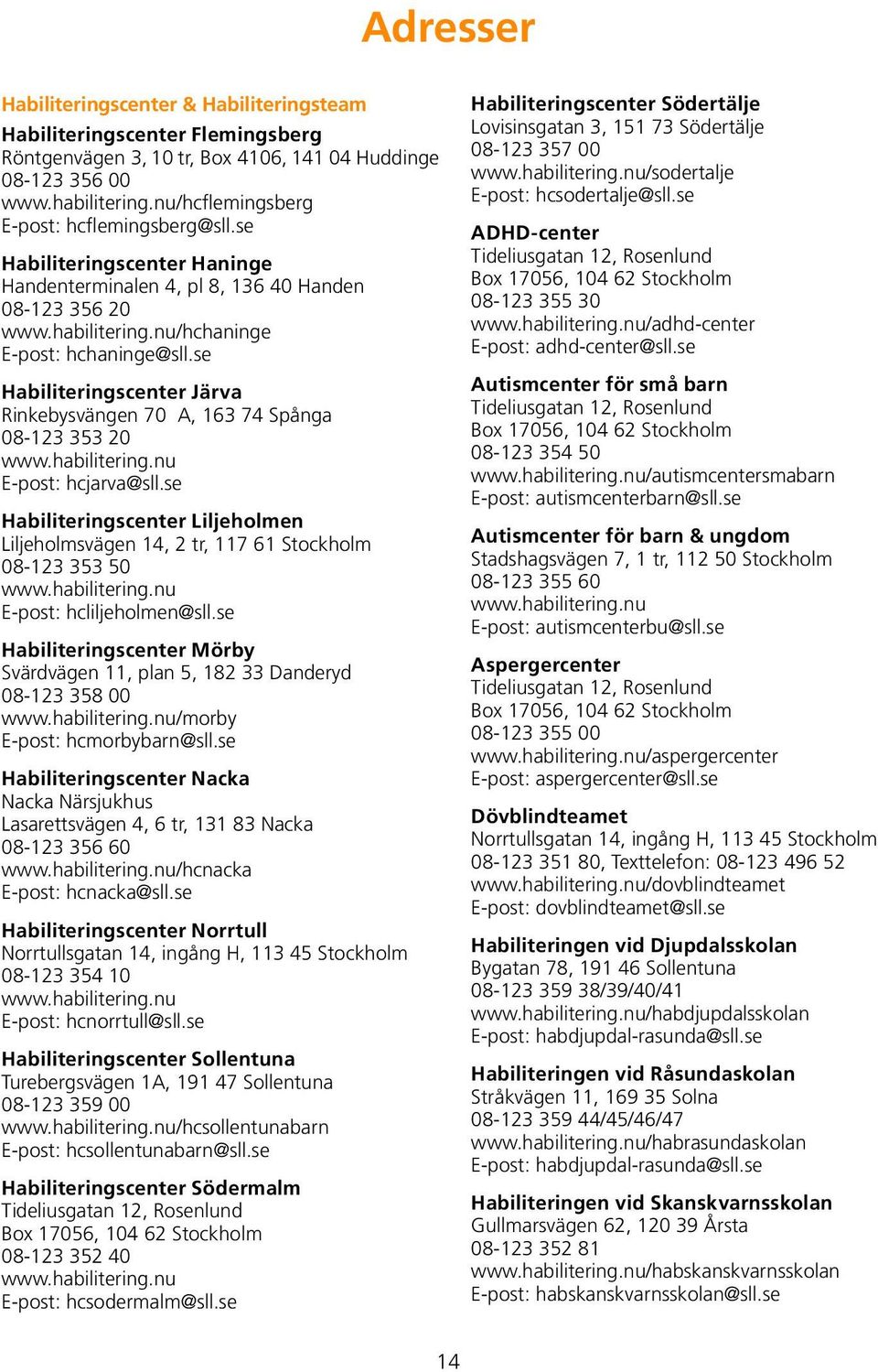 se Habiliteringscenter Järva Rinkebysvängen 70 A, 163 74 Spånga 08-123 353 20 www.habilitering.nu E-post: hcjarva@sll.
