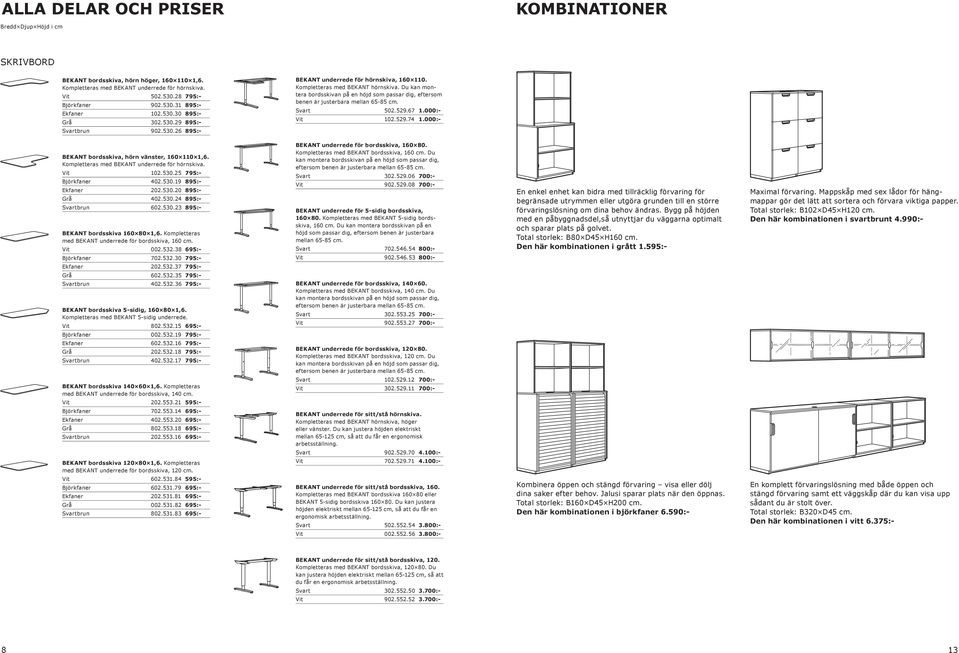 530.24 895:- 602.530.23 895:- BEKANT bordsskiva 160 80 1,6. Kompletteras med BEKANT underrede för bordsskiva, 160 cm. BEKANT underrede för hörnskiva, 160 110. Kompletteras med BEKANT hörnskiva.