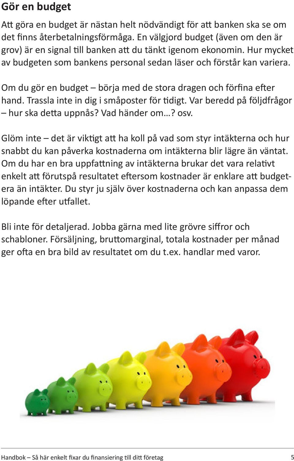 Om du gör en budget börja med de stora dragen och förfina efter hand. Trassla inte in dig i småposter för tidigt. Var beredd på följdfrågor hur ska detta uppnås? Vad händer om? osv.