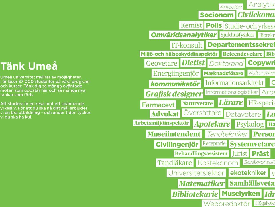 Energiingenjör kommunikatör Farmacevt Advokat Naturvetare Matematiker Bibliotekarie Arkeolog Doktorand Copywri Marknadsförare Kulturyrken Datavetare Analytike Kemist Polis Studie- och yrkesv