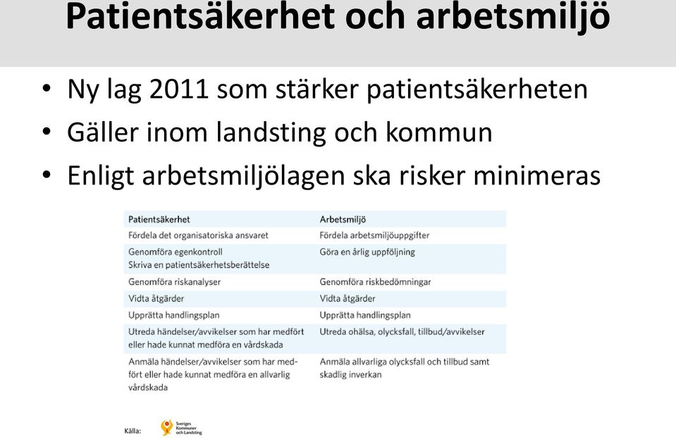 Gäller inom landsting och kommun Enligt