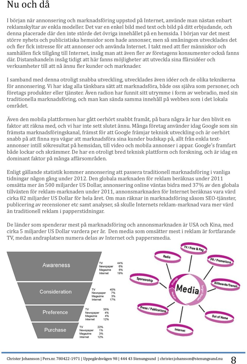 I början var det mest större nyhets och publicistiska hemsidor som hade annonser, men så småningom utvecklades det och fler fick intresse för att annonser och använda Internet.