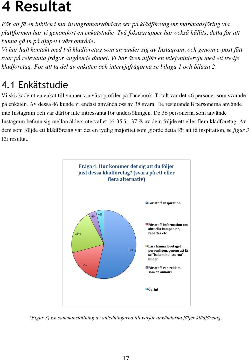 Vi har haft kontakt med två klädföretag som använder sig av Instagram, och genom e-post fått svar på relevanta frågor angående ämnet. Vi har även utfört en telefonintervju med ett tredje klädföretag.