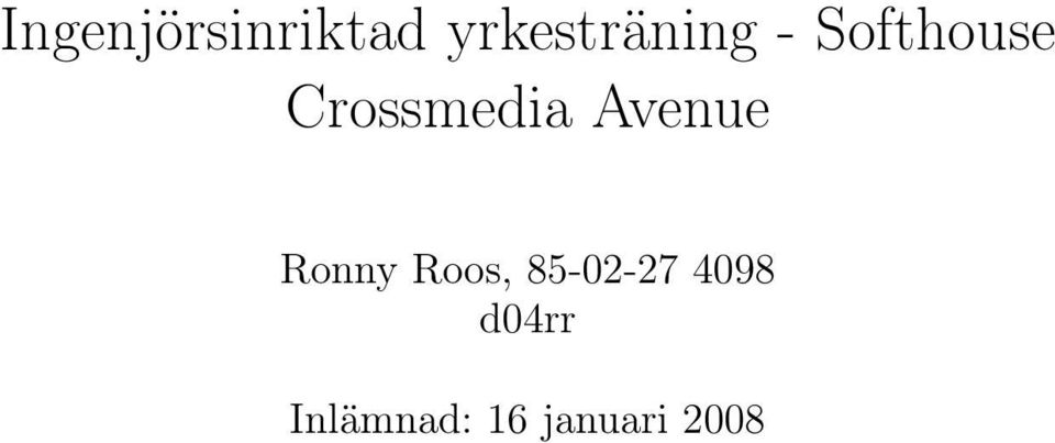 Crossmedia Avenue Ronny Roos,