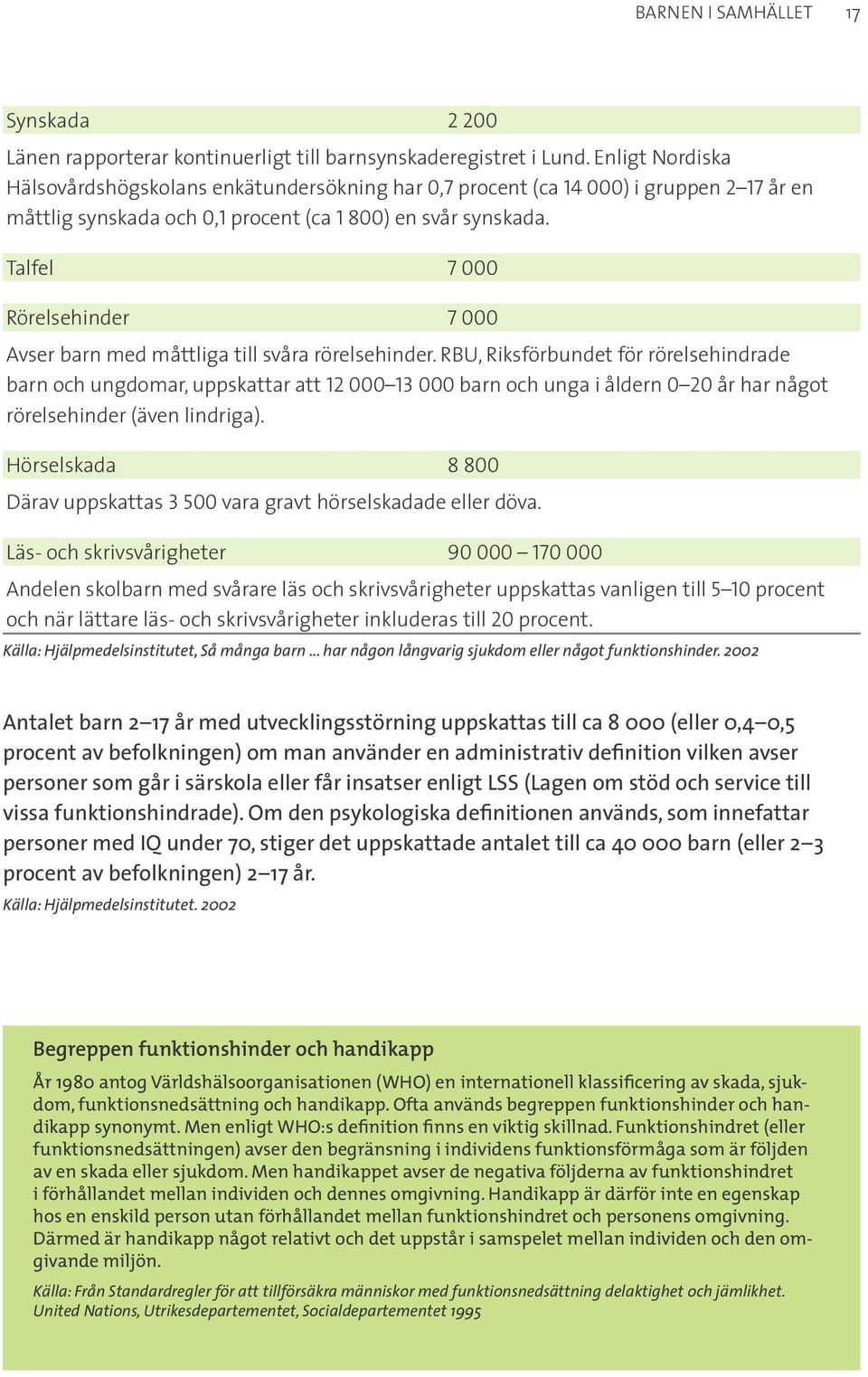 Talfel 7 000 Rörelsehinder 7 000 Avser barn med måttliga till svåra rörelsehinder.