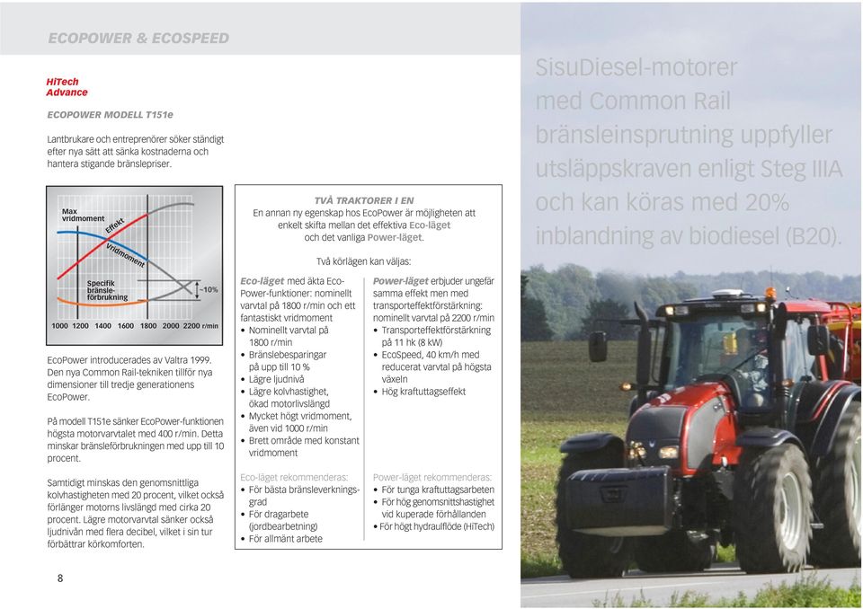 SisuDiesel-motorer med Common Rail bränsleinsprutning uppfyller utsläppskraven enligt Steg A och kan köras med 0% inblandning av biodiesel (B0).