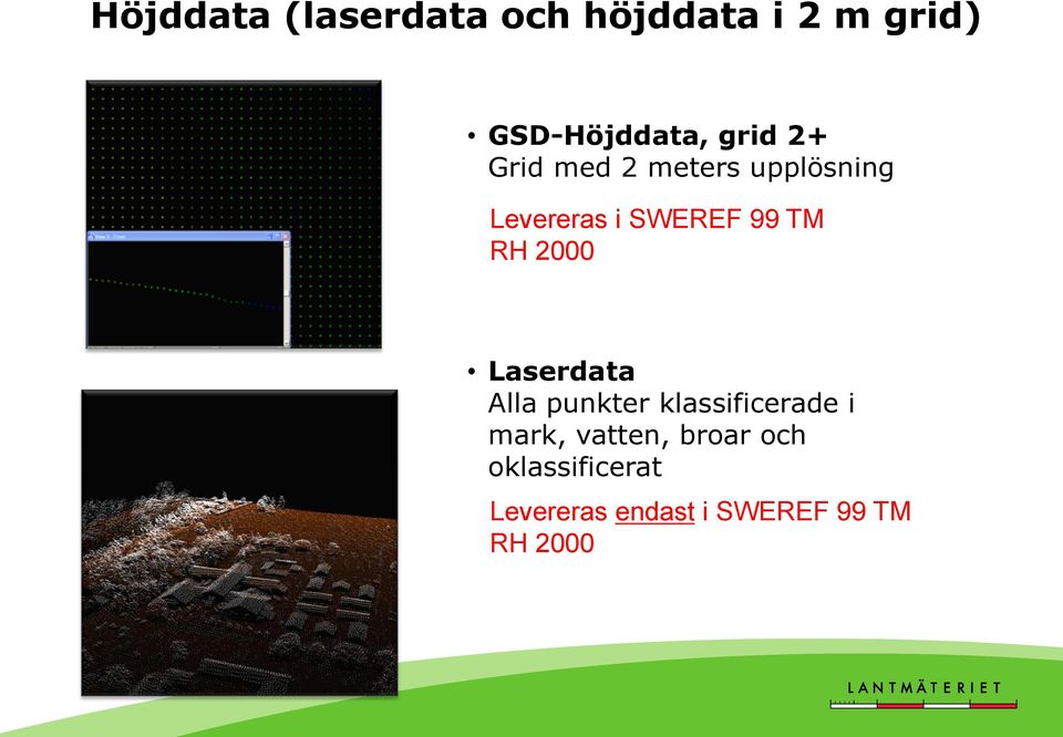 RH 2000 Laserdata Alla punkter klassificerade i mark, vatten,