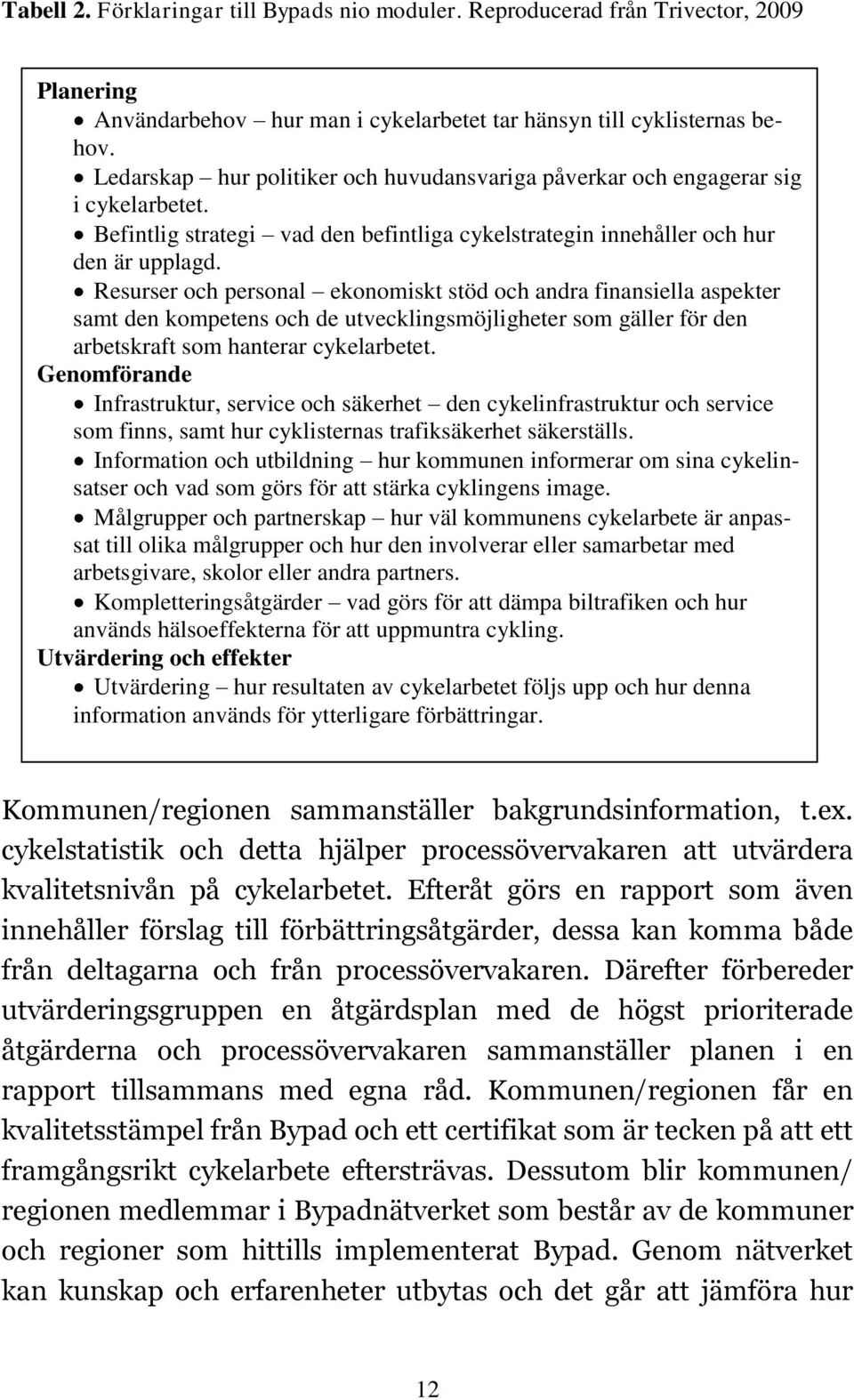 Resurser och personal ekonomiskt stöd och andra finansiella aspekter samt den kompetens och de utvecklingsmöjligheter som gäller för den arbetskraft som hanterar cykelarbetet.