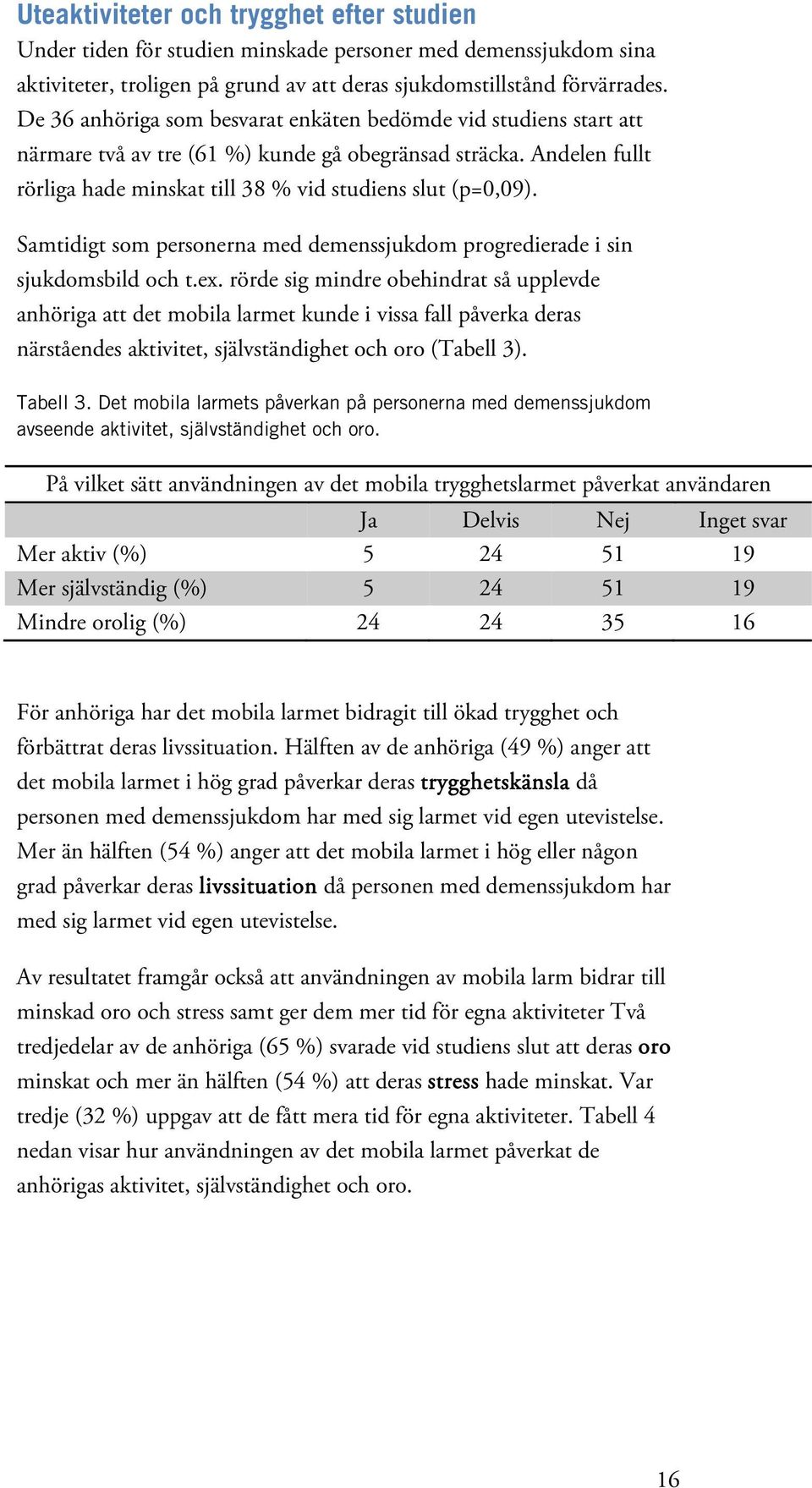 Samtidigt som personerna med demenssjukdom progredierade i sin sjukdomsbild och t.ex.