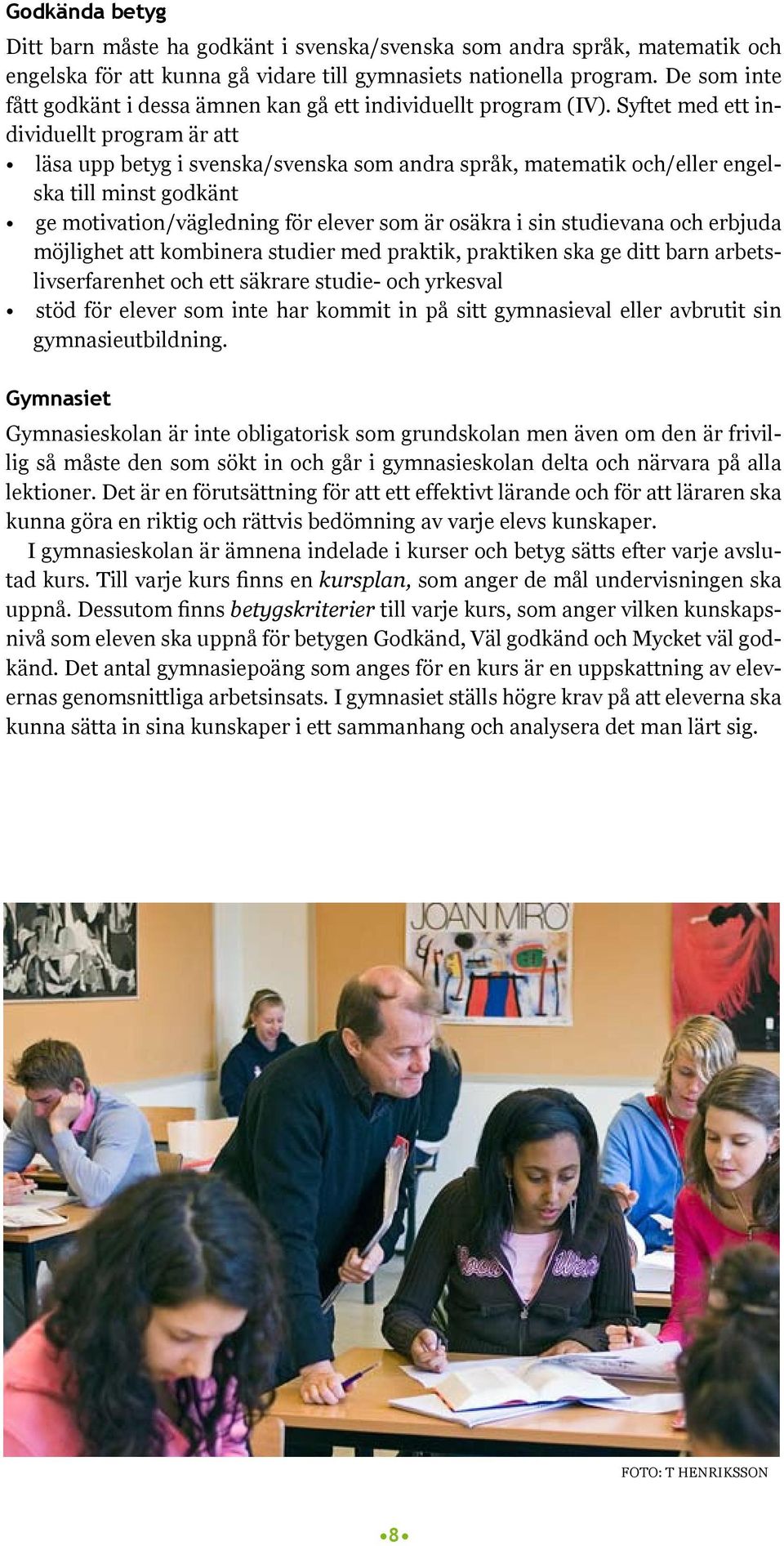 Syftet med ett individuellt program är att läsa upp betyg i svenska/svenska som andra språk, matematik och/eller engelska till minst godkänt ge motivation/vägledning för elever som är osäkra i sin