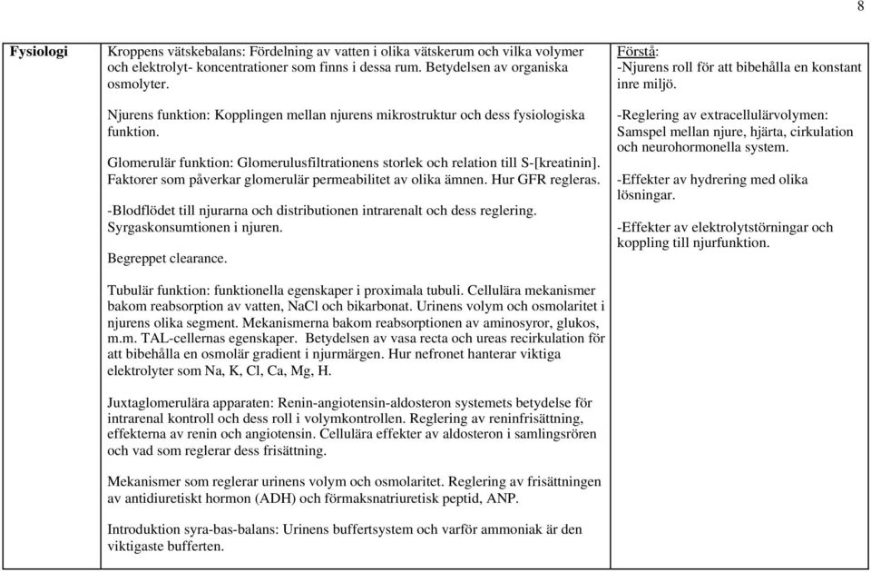 Faktorer som påverkar glomerulär permeabilitet av olika ämnen. Hur GFR regleras. -Blodflödet till njurarna och distributionen intrarenalt och dess reglering. Syrgaskonsumtionen i njuren.