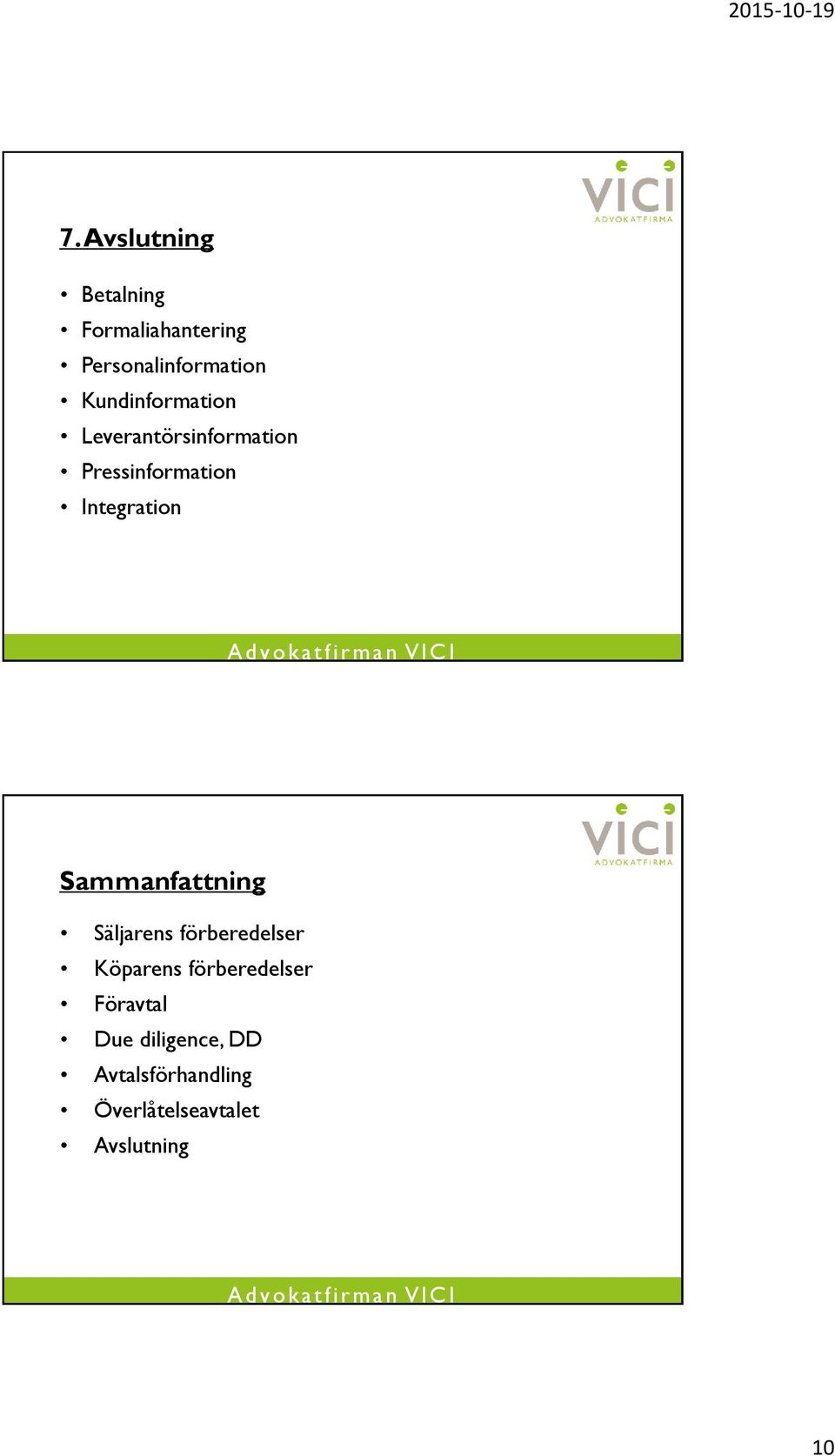 Sammanfattning Säljarens förberedelser Köparens förberedelser