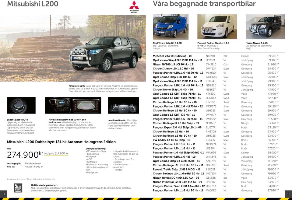 Du kan även spärra mittdiferentialen för maximal framkomlighet. Mitsubishi L200 klarar alla typer av terräng.