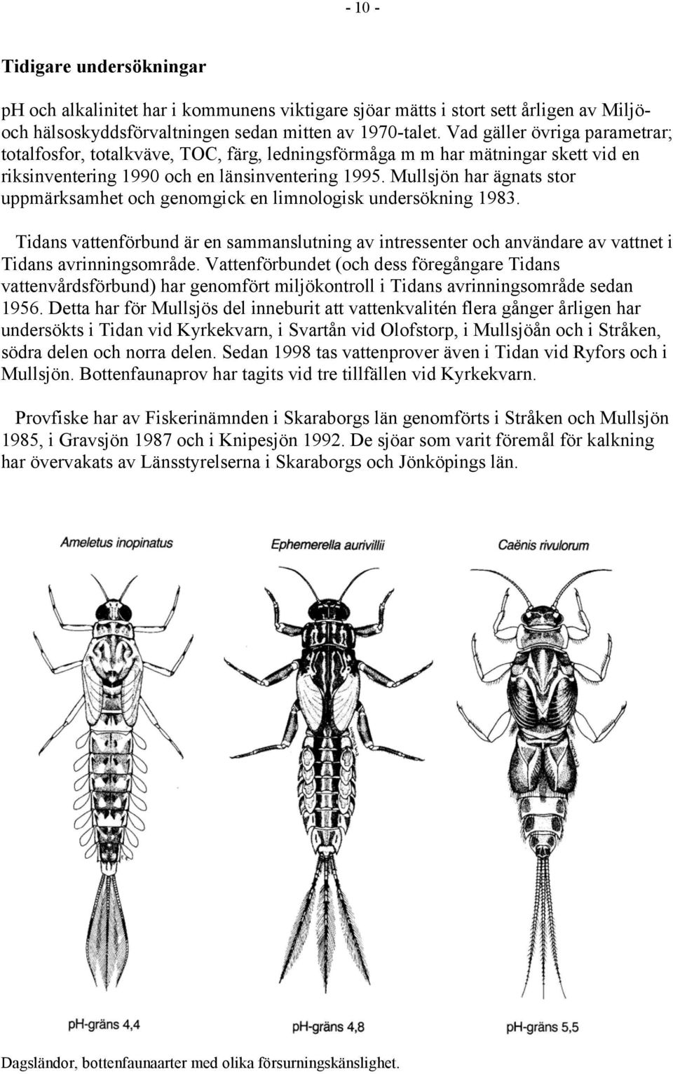 Mullsjön har ägnats stor uppmärksamhet och genomgick en limnologisk undersökning 1983. Tidans vattenförbund är en sammanslutning av intressenter och användare av vattnet i Tidans avrinningsområde.