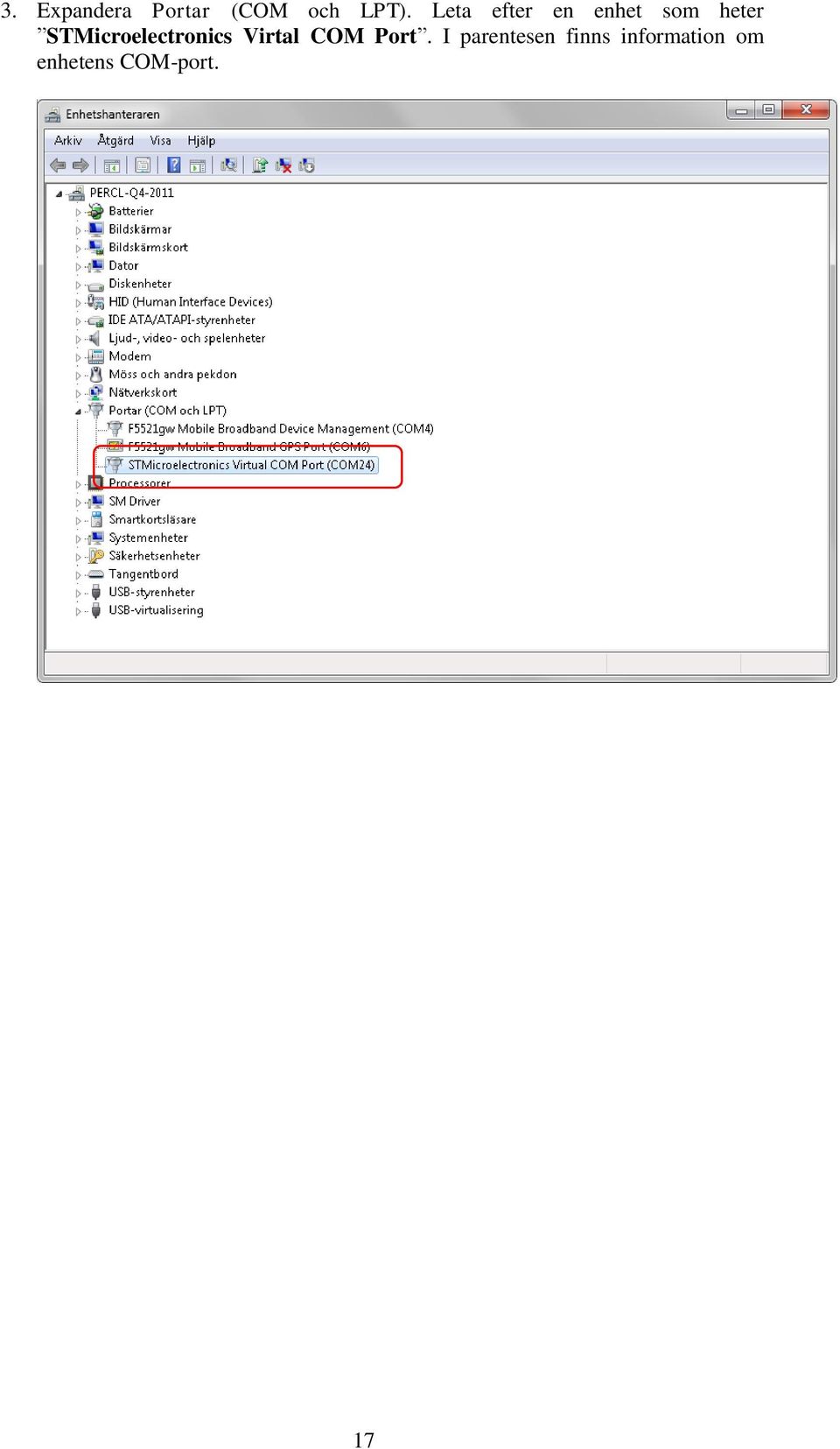 STMicroelectronics Virtal COM Port.