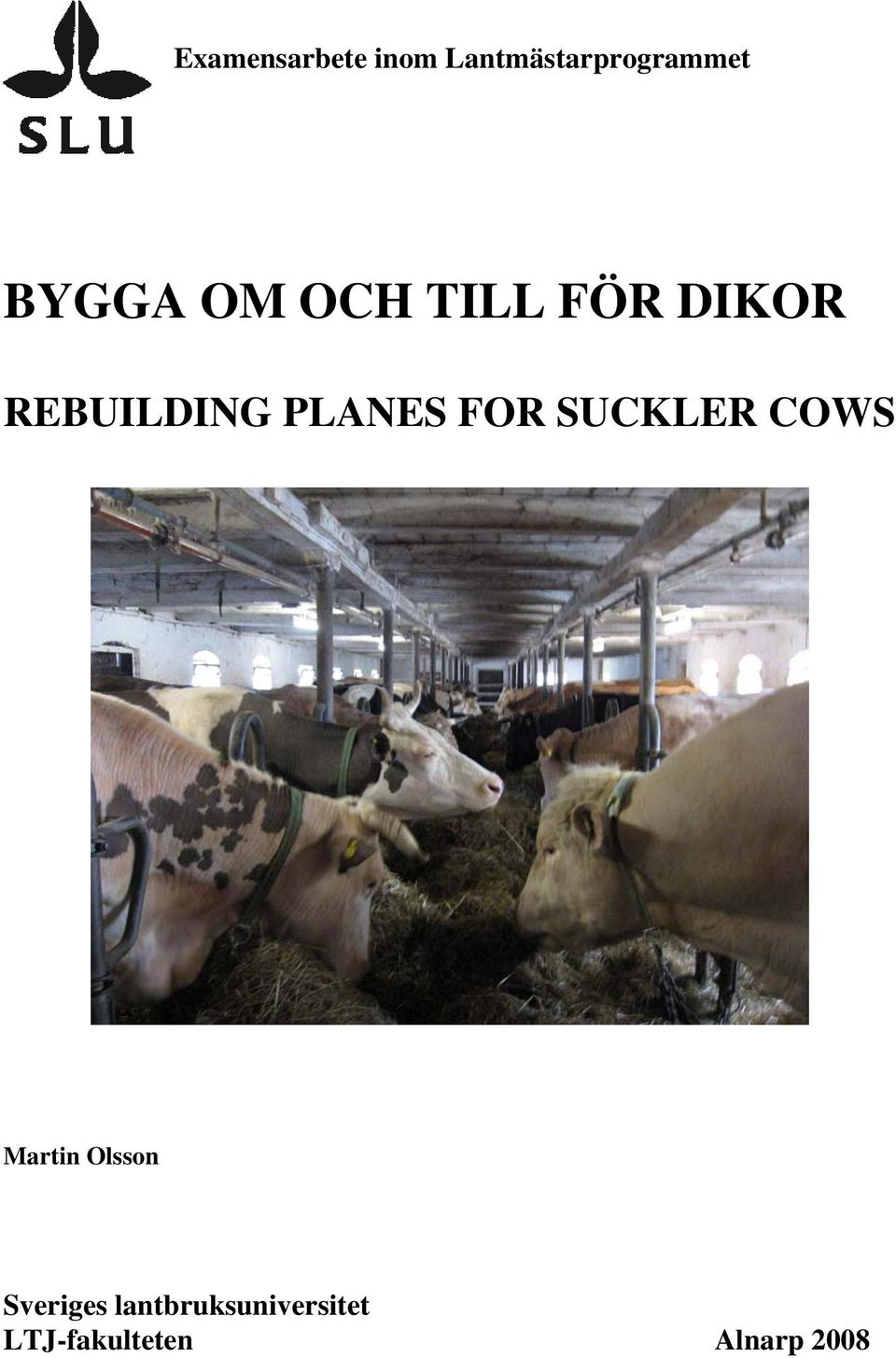 PLANES FOR SUCKLER COWS Martin Olsson