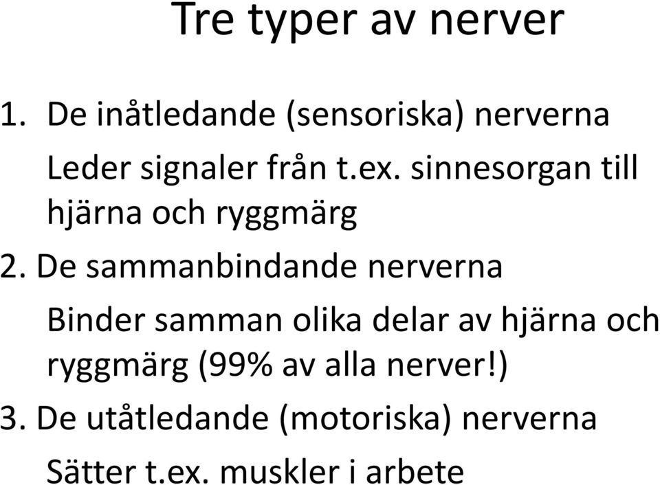 sinnesorgan till hjärna och ryggmärg 2.