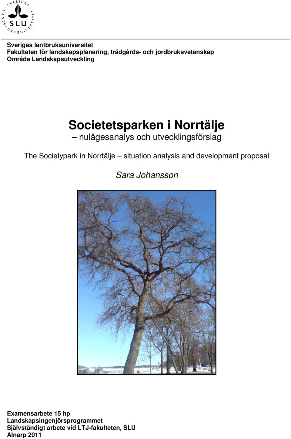 utvecklingsförslag The Societypark in Norrtälje situation analysis and development proposal