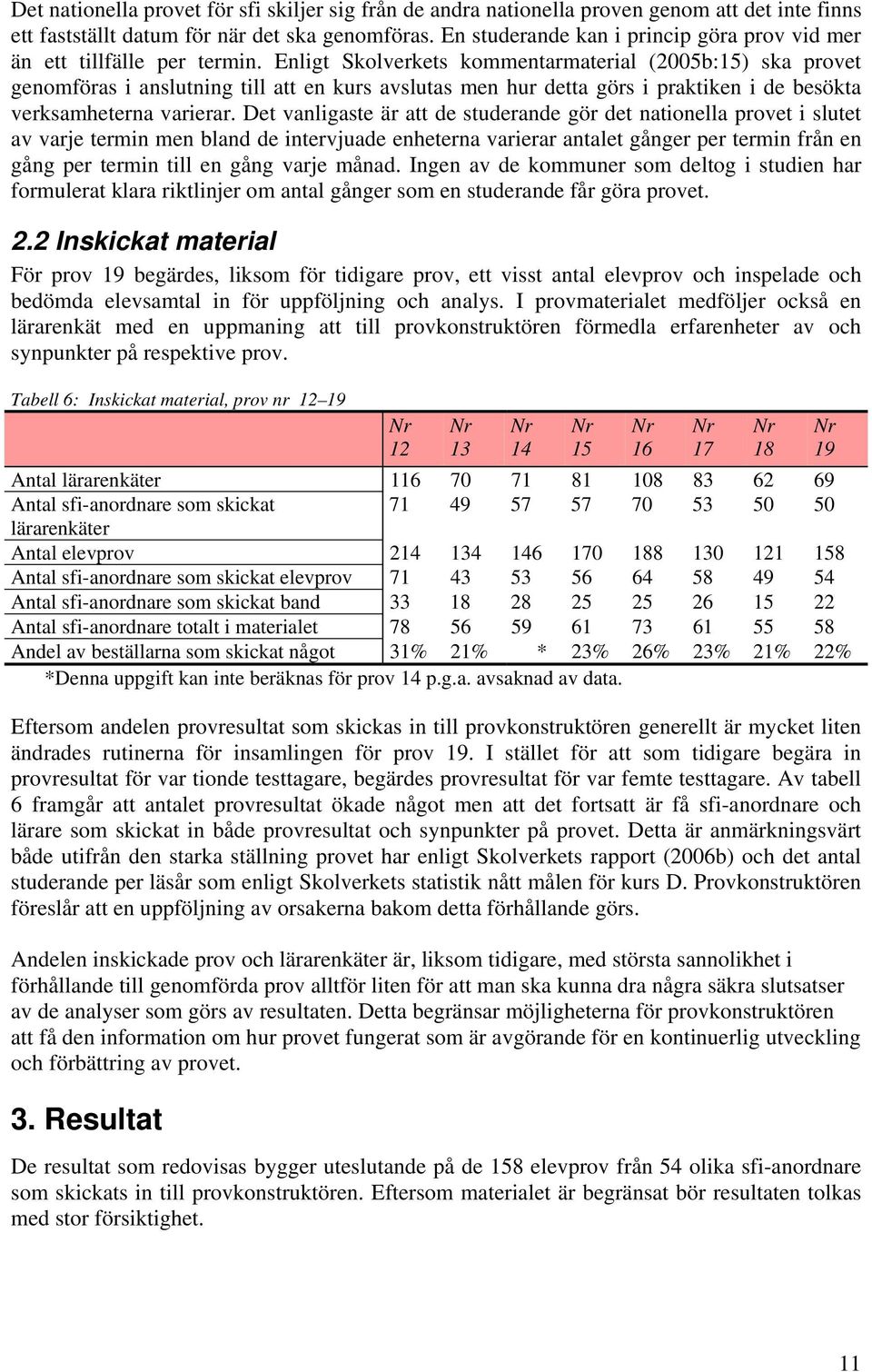 Enligt Skolverkets kommentarmaterial (2005b:15) ska provet genomföras i anslutning till att en kurs avslutas men hur detta görs i praktiken i de besökta verksamheterna varierar.